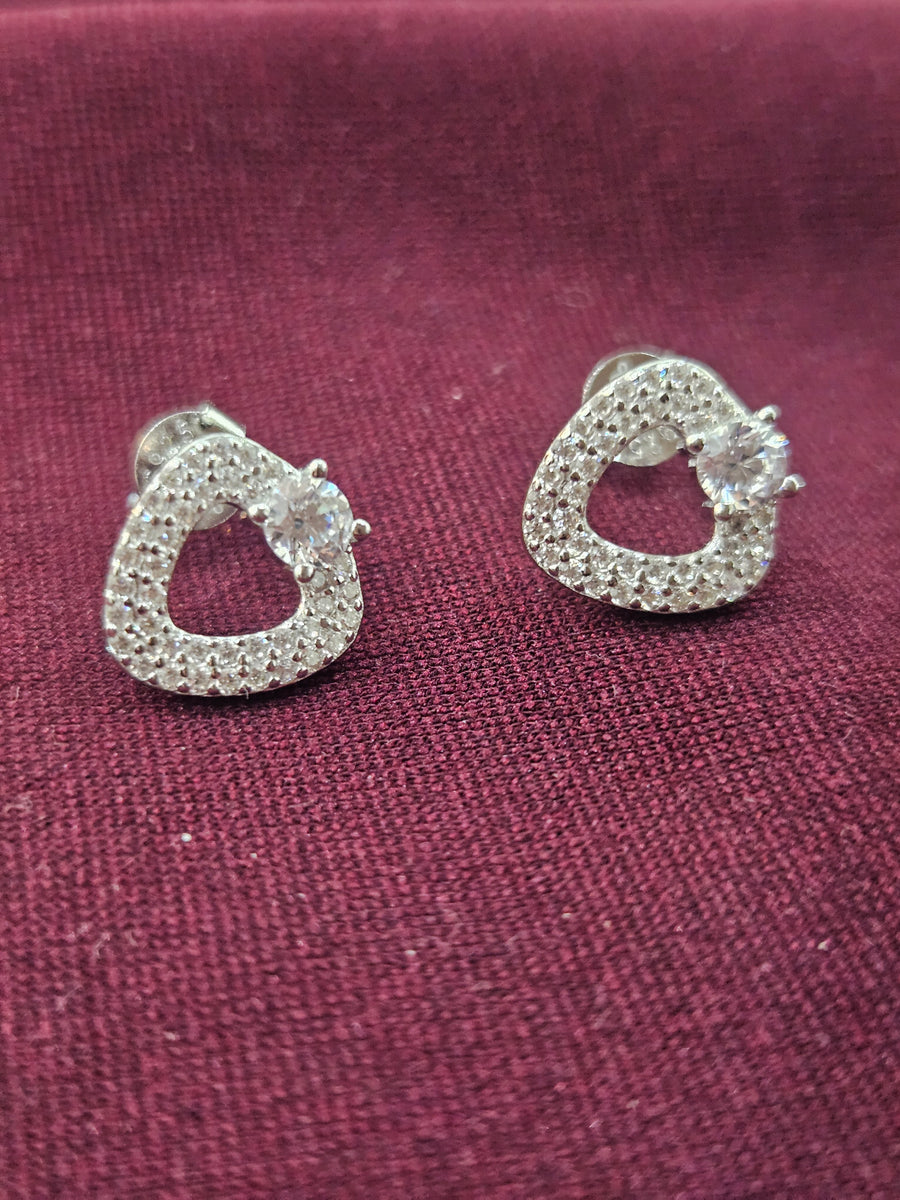 Silver-Tone Pav Teardrop Hoops, angled view