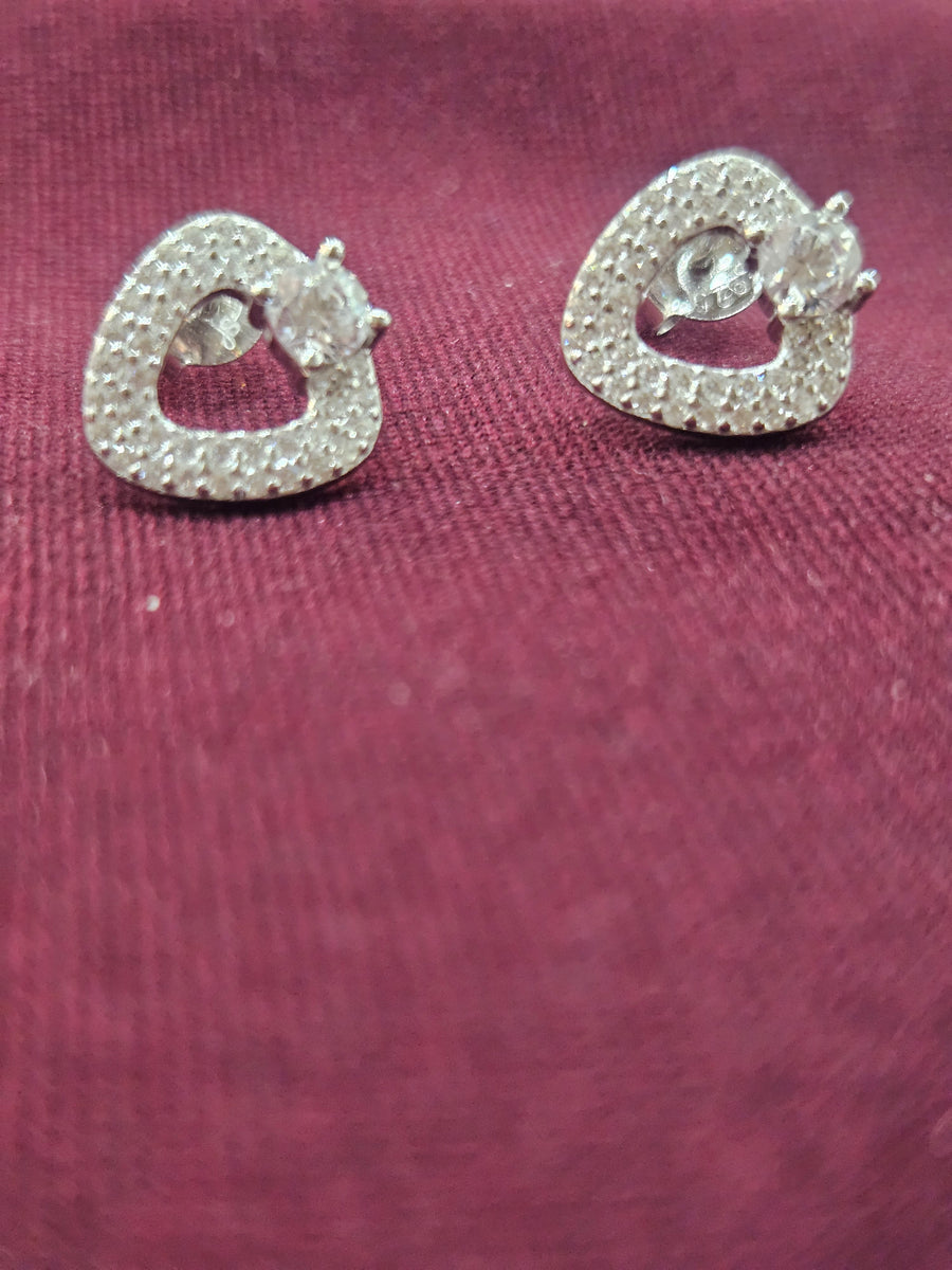Silver-Tone Pav Teardrop Hoops, close-up view
