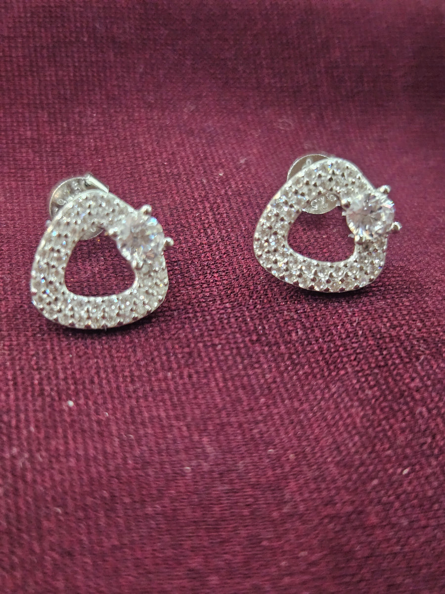 Silver-Tone Pav Teardrop Hoops, front view