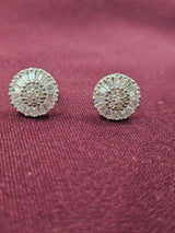Silver Tone Halo Hoop Earrings, angled view