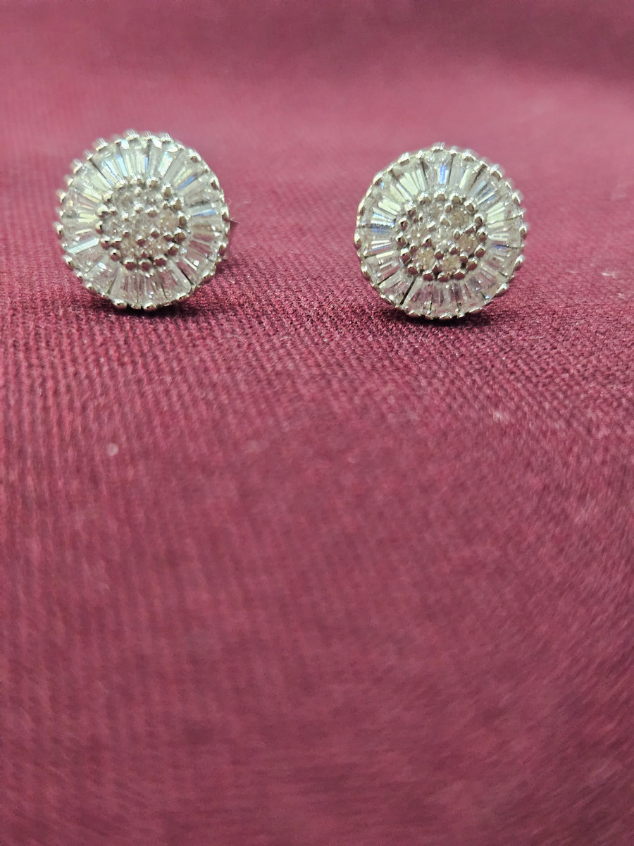 Silver Tone Halo Hoop Earrings, front view
