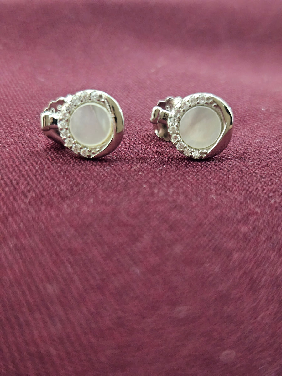 Round Silver Tone Halo Hoop Earrings, close-up view