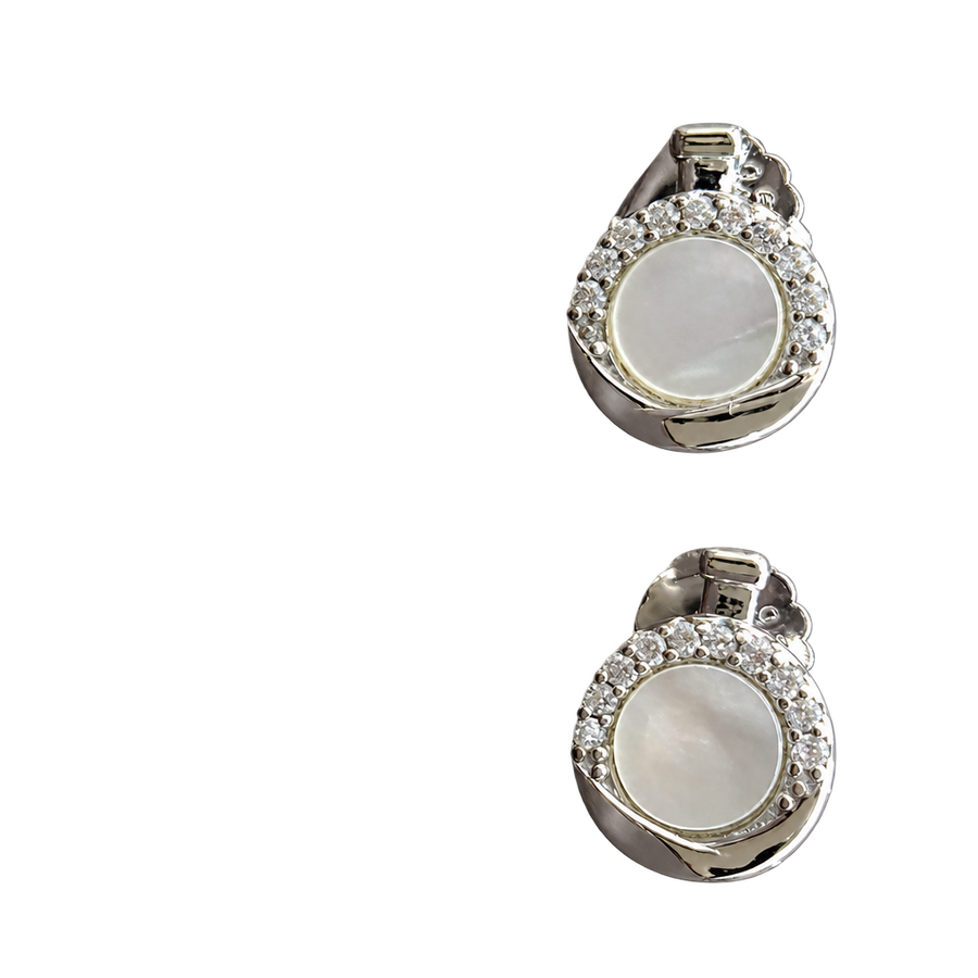 Round Silver Tone Halo Hoop Earrings, transparent catalogue view