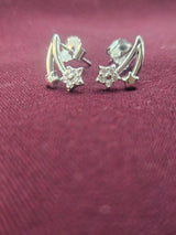 Silver Star Hoop Earrings, angled view