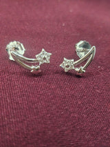 Silver Star Hoop Earrings, front view