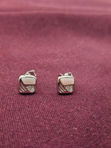 Silver Square Hoop Earrings, front view