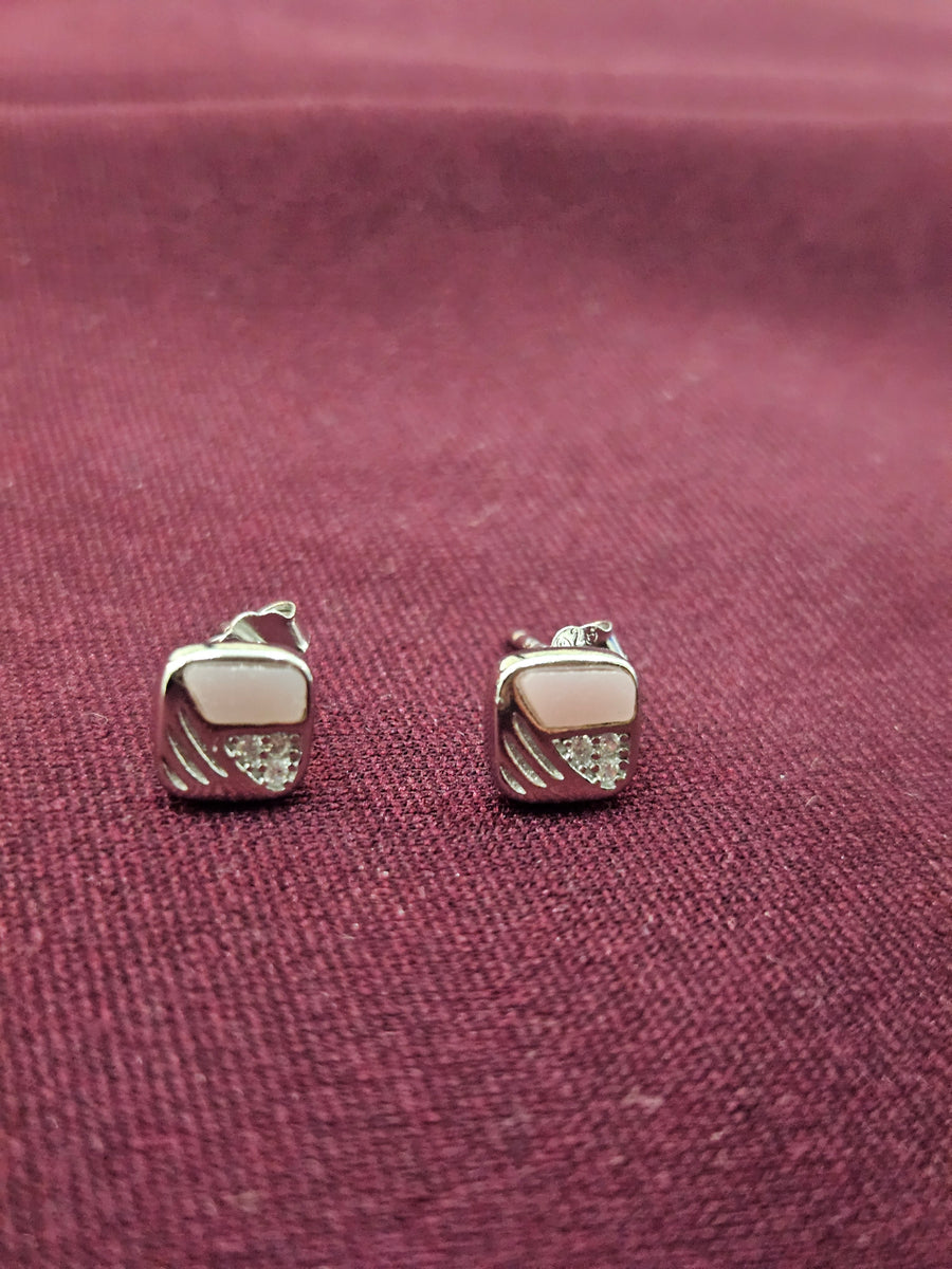 Silver Square Hoop Earrings, front view