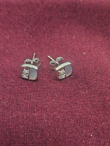 Silver-Tone Square Hoop Earrings, angled view