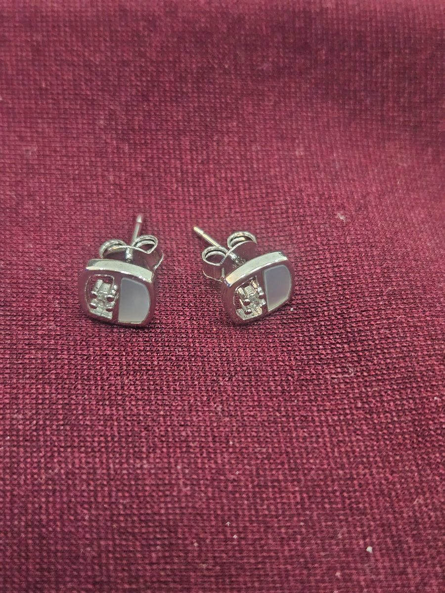 Silver-Tone Square Hoop Earrings, angled view