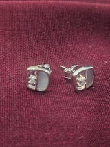 Silver-Tone Square Hoop Earrings, close-up view