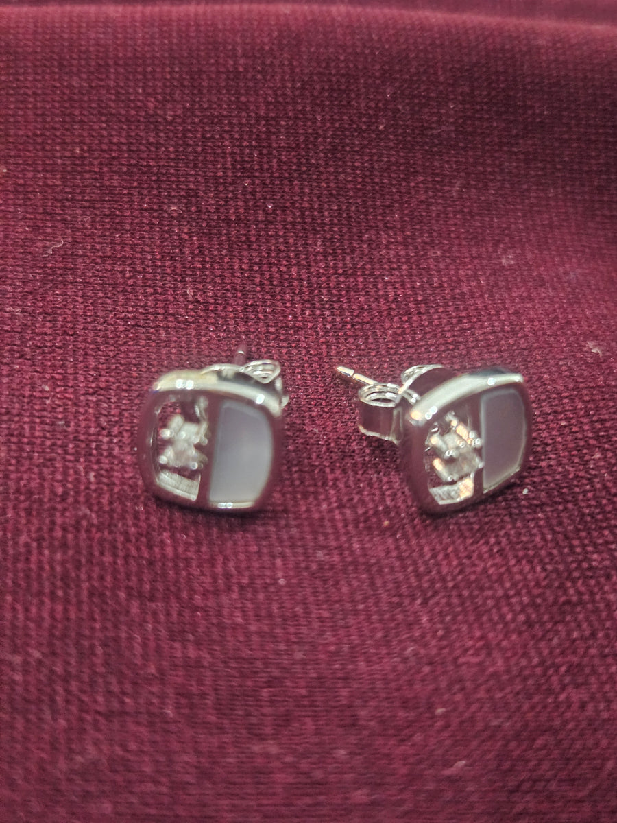 Silver-Tone Square Hoop Earrings, close-up view