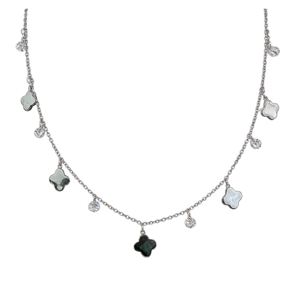 Silver-Tone Clover Charm Necklace, transparent catalogue view