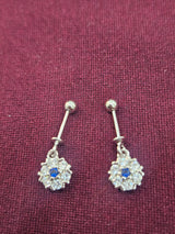 Blue Floral Drop Bugdi Pair, top view