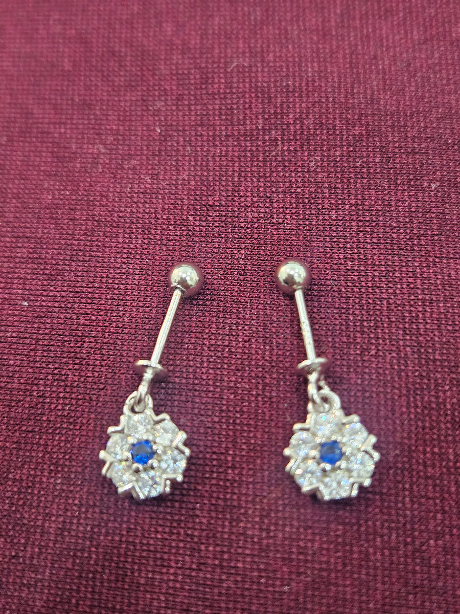 Blue Floral Drop Bugdi Pair, top view
