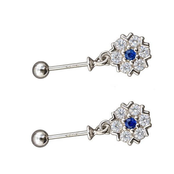 Blue Floral Drop Bugdi Pair, transparent catalogue view