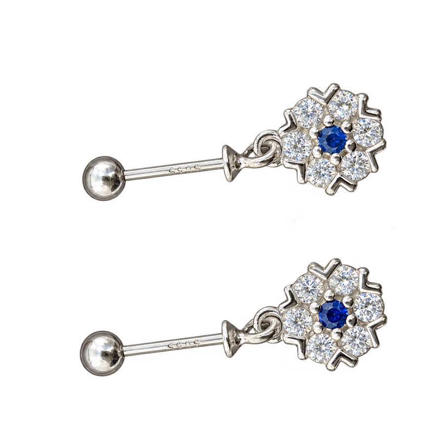 Blue Floral Drop Bugdi Pair, transparent catalogue view