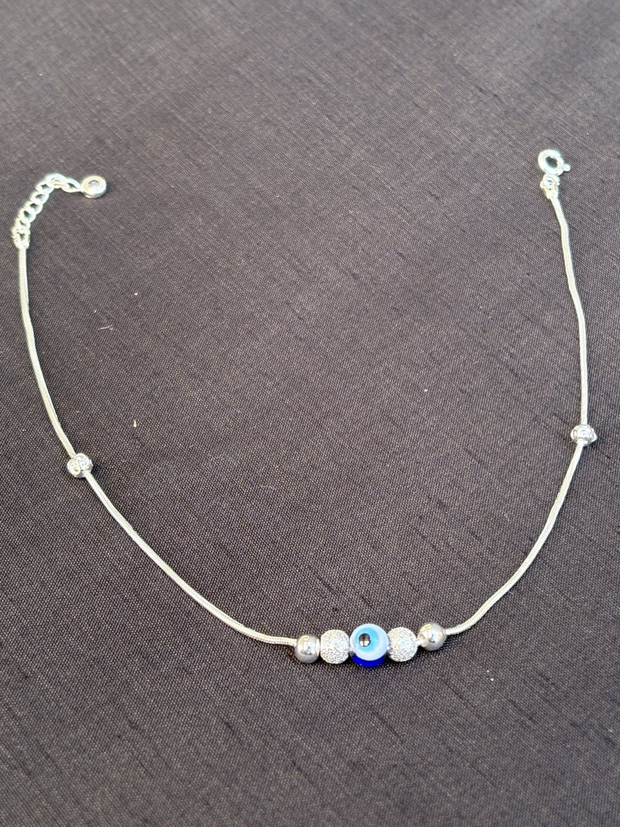 Blue Evil Eye Kids Ring, front view