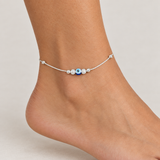 Blue Evil Eye Kids Ring, worn lifestyle view