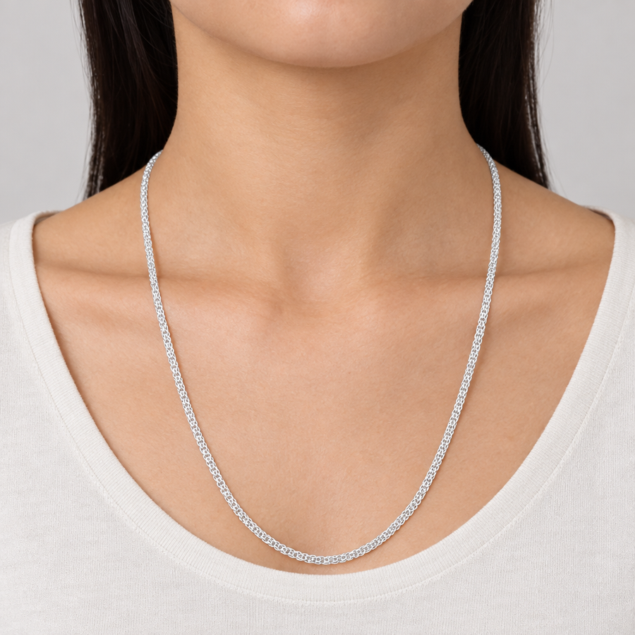 Braided Silver-Tone Chain, worn lifestyle view
