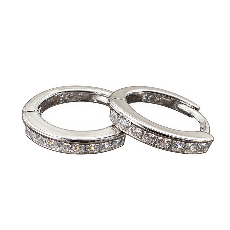 Silver-Tone Crystal Huggie Hoops, transparent catalogue view