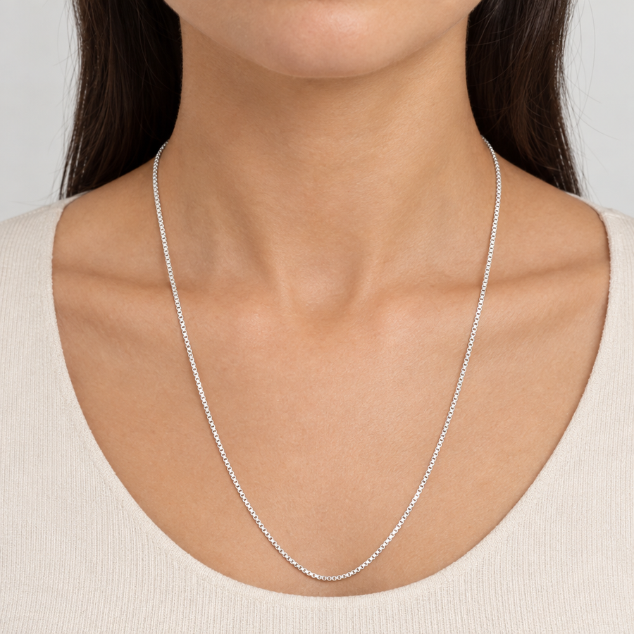 Silver-Tone Box Chain, worn lifestyle view