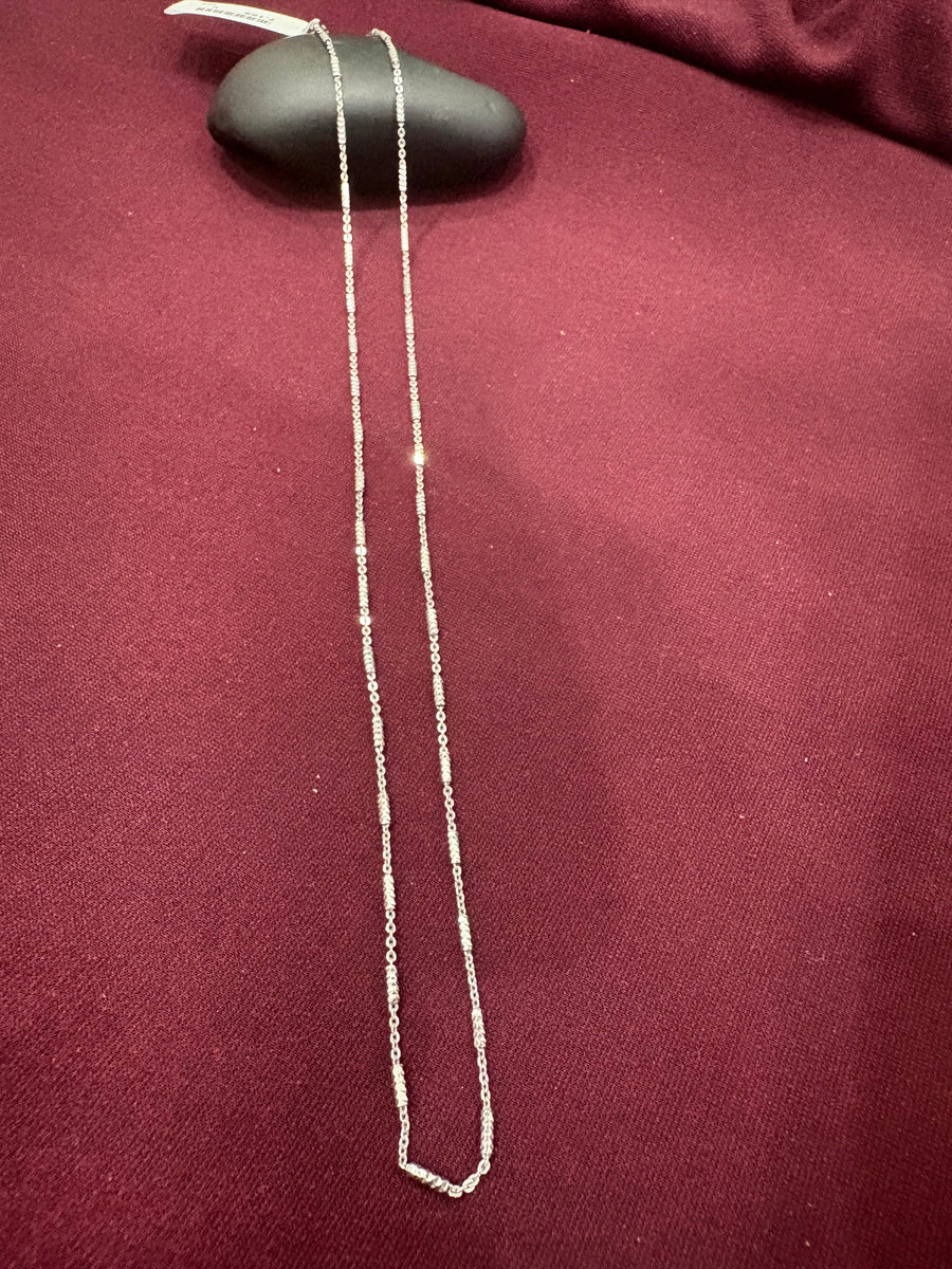 Silver-Tone Beaded Link Chain, angled view