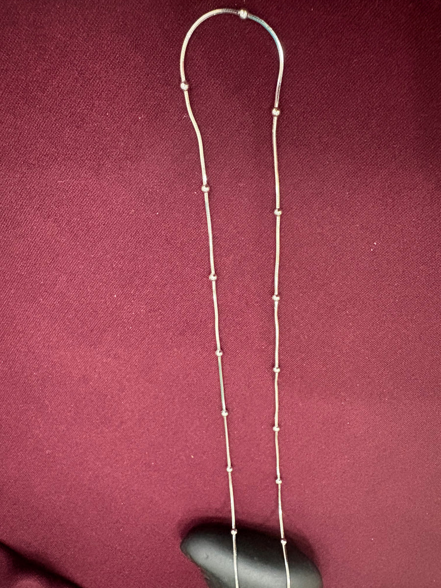 Silver-Tone Beaded Link Chain, close-up view