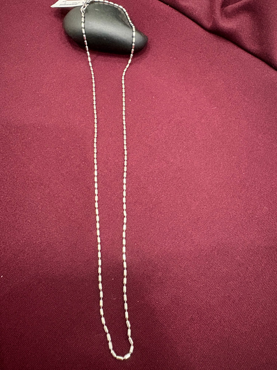 Silver-Tone Cylindrical Bead Chain, front view