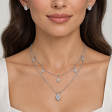 Layered Teardrop Charm Necklace, worn lifestyle view