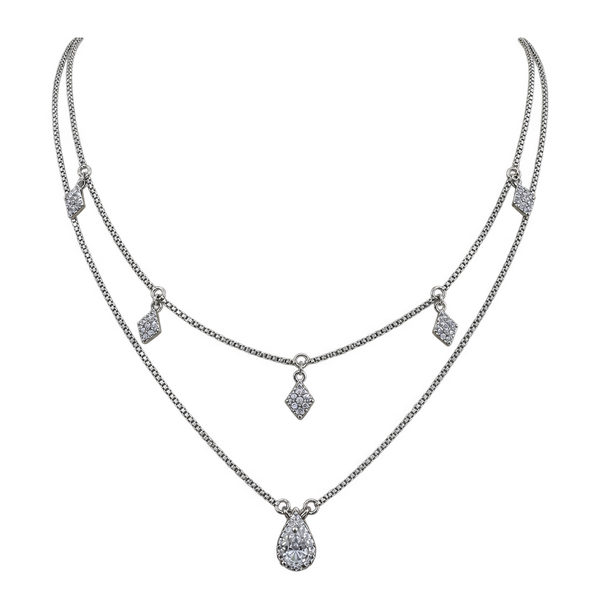 Layered Teardrop Charm Necklace, transparent catalogue view