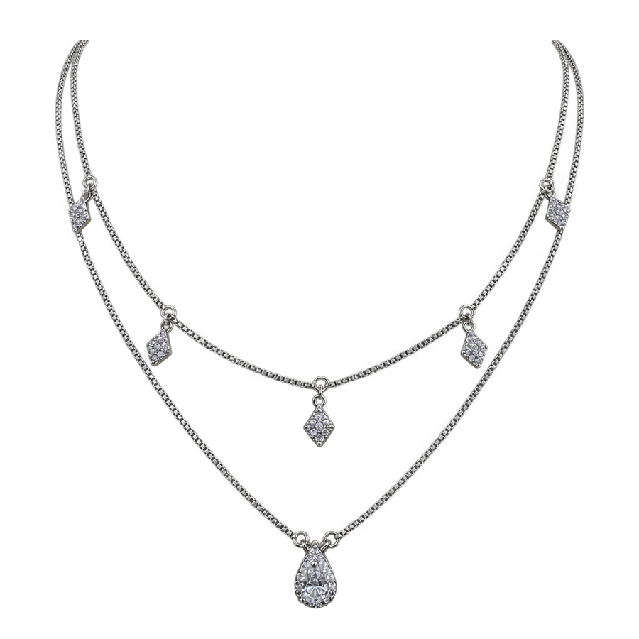 Layered Teardrop Charm Necklace, transparent catalogue view