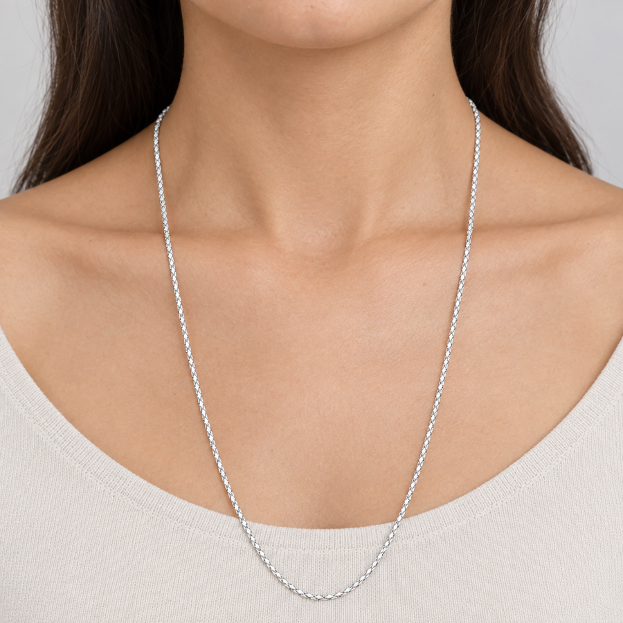 Diamond Cut Twisted Chain, worn lifestyle view