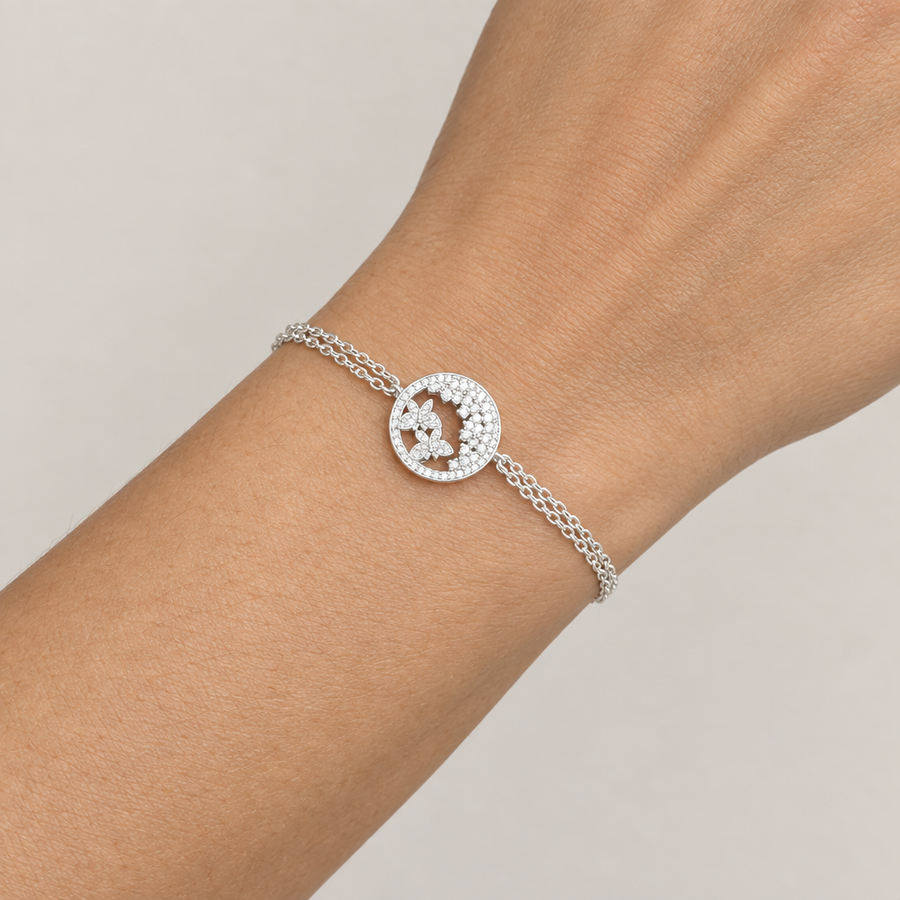 Crystal Butterfly Chain Bracelet, worn lifestyle view