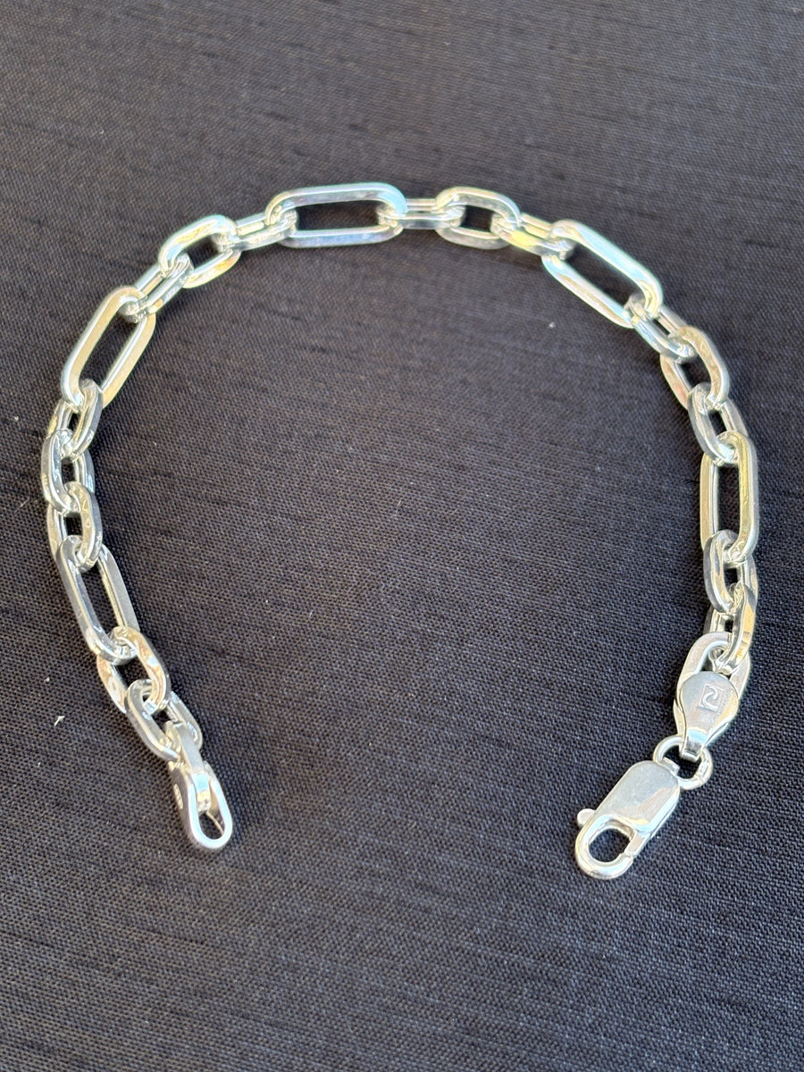 Silver-Tone Elongated Link Bracelet, angled view