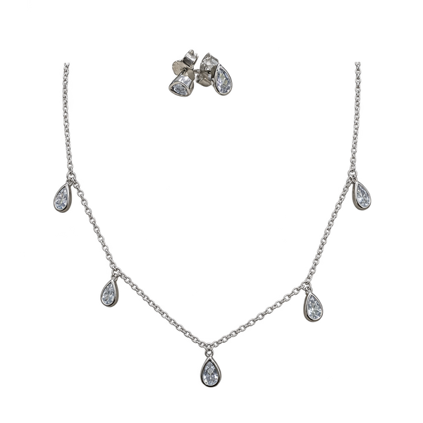 Teardrop Crystal Necklace Set, transparent catalogue view