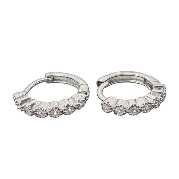 Floral Cluster Silver Hoop Earrings, transparent catalogue view