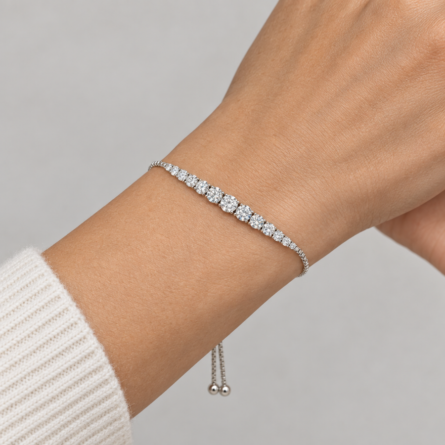 Graduated Stone Slider Bangle, worn lifestyle view
