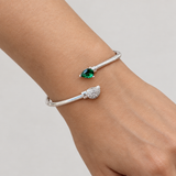 Green Teardrop Open Bangle, worn lifestyle view