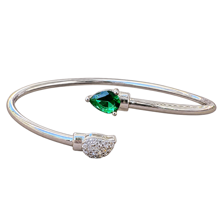 Green Teardrop Open Bangle, transparent catalogue view