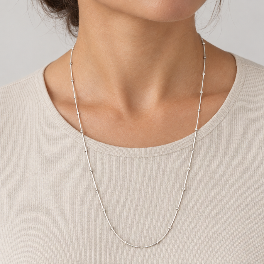 Silver-Tone Knot Station Chain, worn lifestyle view