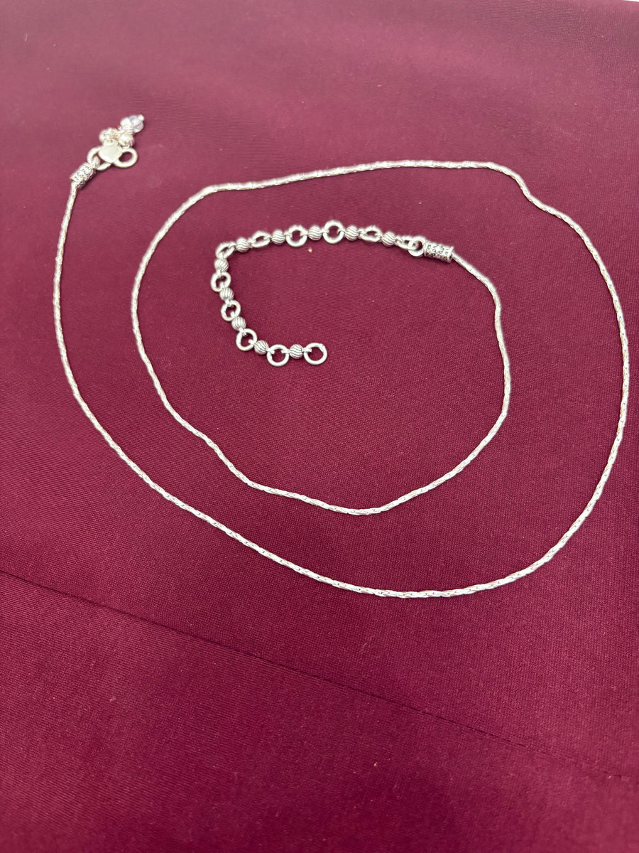 Silver-Tone Leaf-Charm Waist Chain top view
