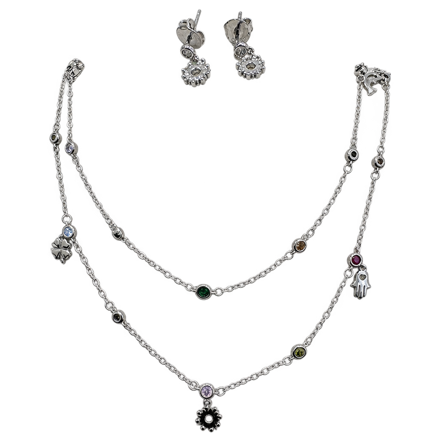 Multicolor Charm Layered Necklace, transparent catalogue view