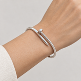 Silver-Tone Nail Bangle, worn lifestyle view