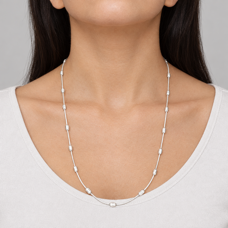 Oval Bead Snake Chain, worn lifestyle view