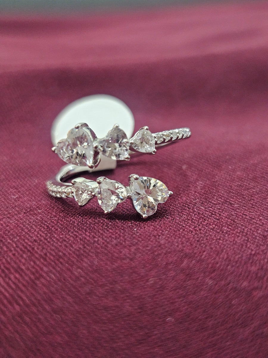 Silver-Tone Heart Accent Ring, angled view