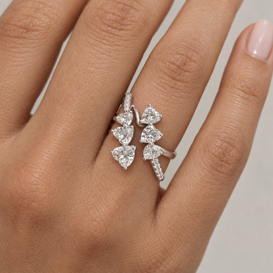 Silver-Tone Heart Accent Ring, worn lifestyle view