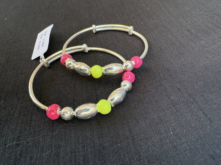 Pink Lime Bead Bachha Kadli, angled view