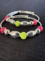 Pink Lime Bead Bachha Kadli, close-up view