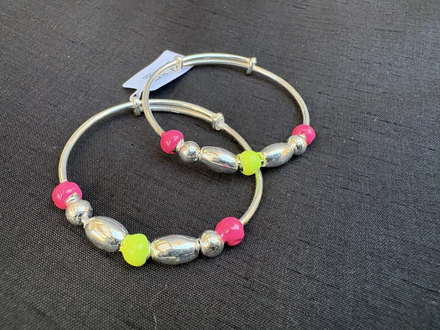 Pink Lime Bead Bachha Kadli, front view