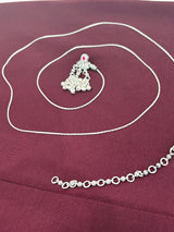 Silver-Tone Pink Stone Bell-Dangle Kamarbandh angled view
